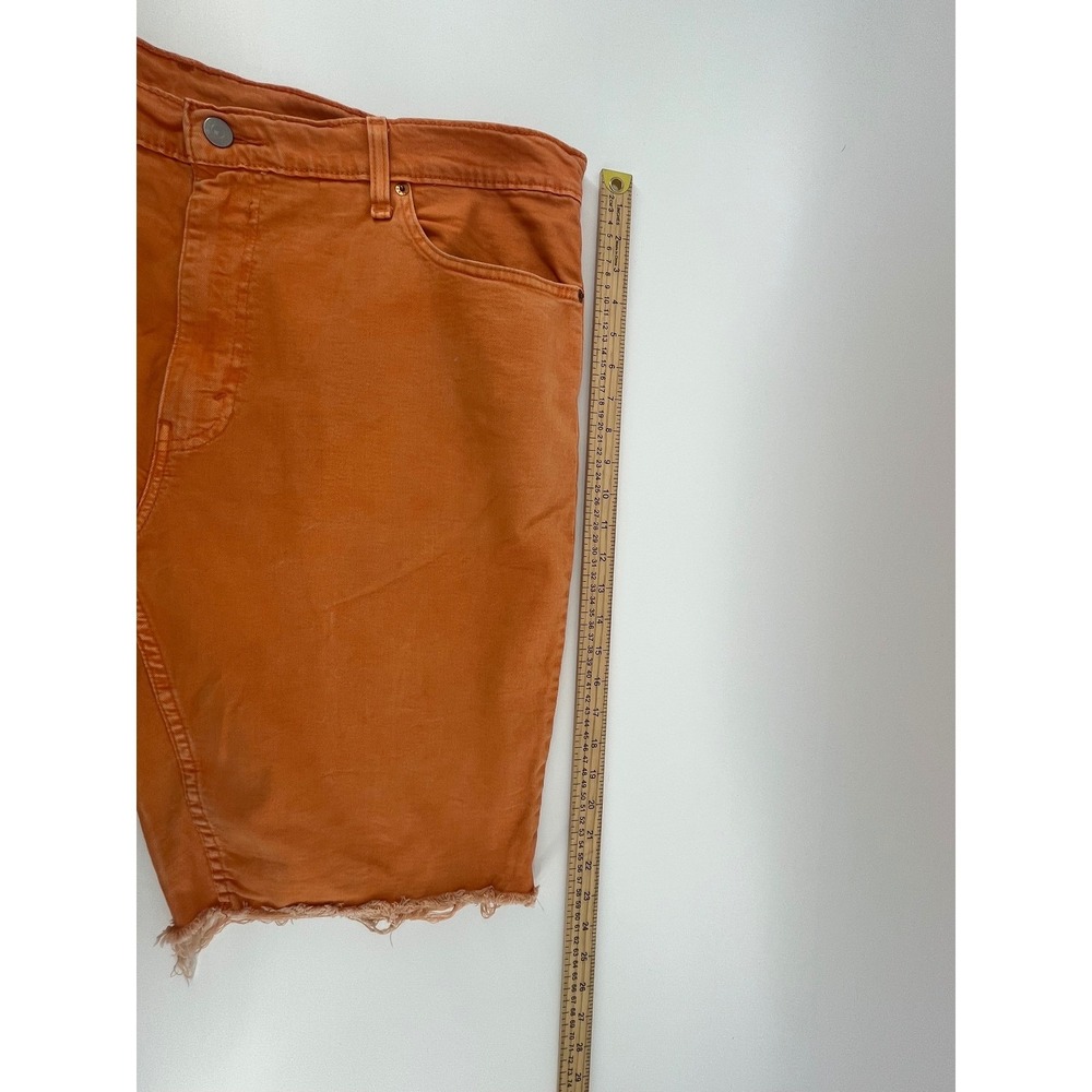 Levi's 511 Cut Off Denim Shorts Mens W42 Orange Slim Fit Frayed Hem Distressed - Picture 6 of 8